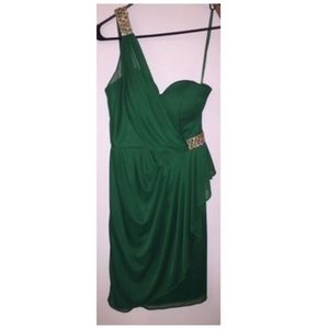 Short Formal Dress with Gold Strap and Side Piece